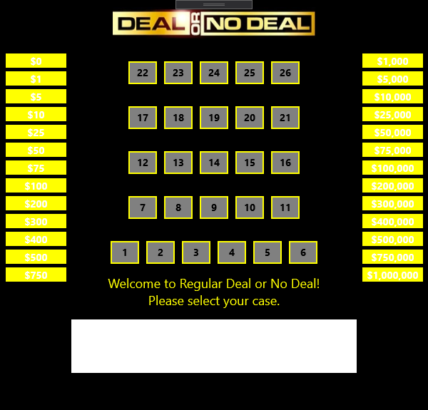 Deal or No Deal game interface